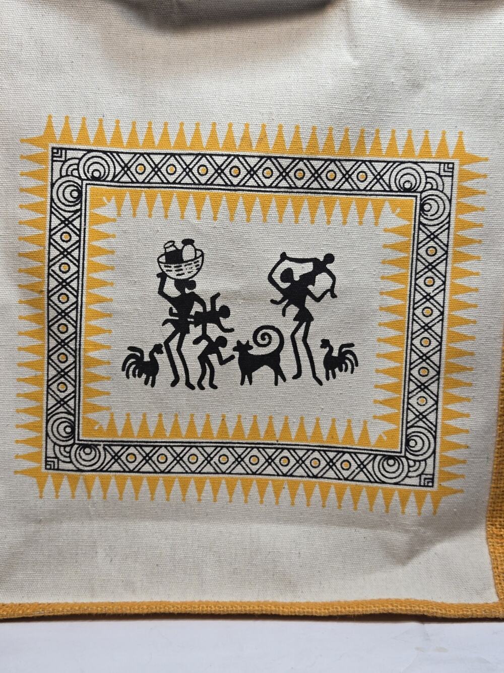 Indian Jute Bags With Handle & Zip Lunch Bag | Traditional Indian Art | Hand Art